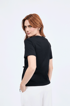 Polo con tiras laterales manga corta Negro - Lia