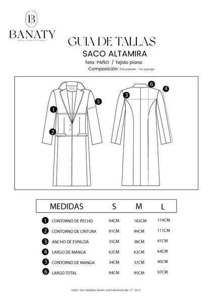 SACO ALTAMIRA LARGO CON BOLSILLOS FUNCIONALES DE MUJER BANATY