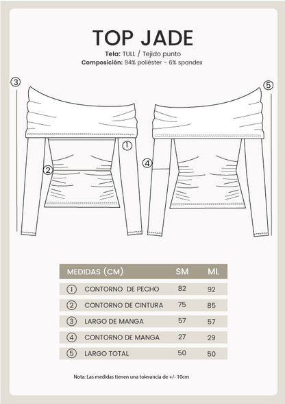 Top Jade asimétrico manga larga negro