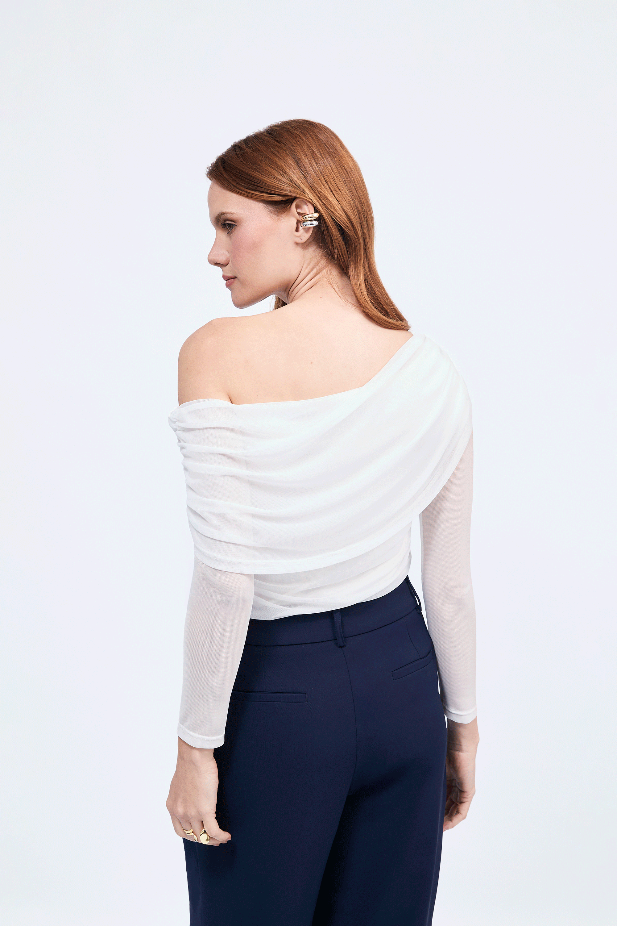 Top asimétrico manga larga perla - Jade