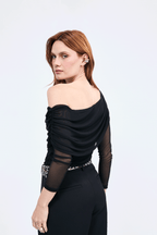 Top asimétrico manga larga negro - Jade