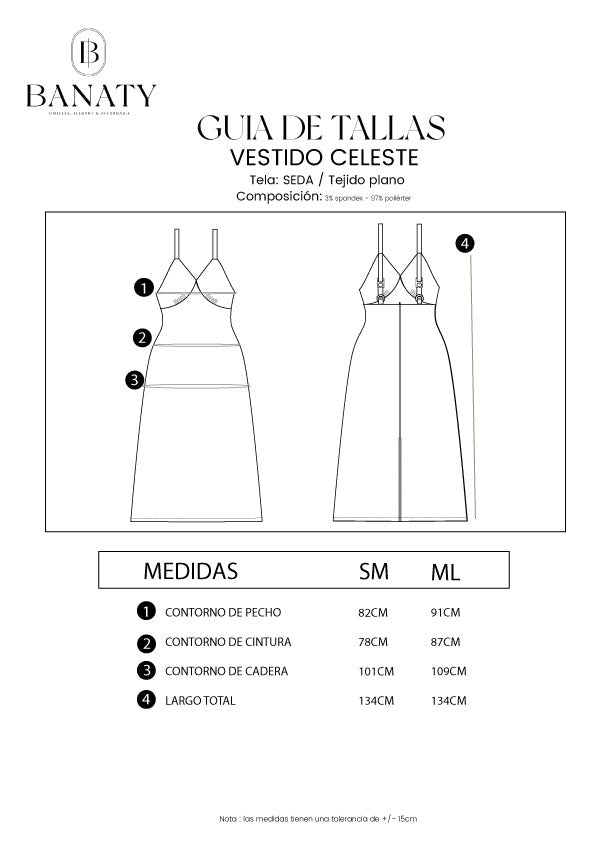 VESTIDO DE SEDA CELESTE