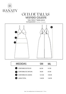 VESTIDO DE SEDA CELESTE