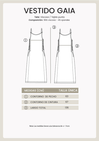 VESTIDO GAIA AJUSTABLE CON DETALLE DE TIRAS LATERALES MARRON