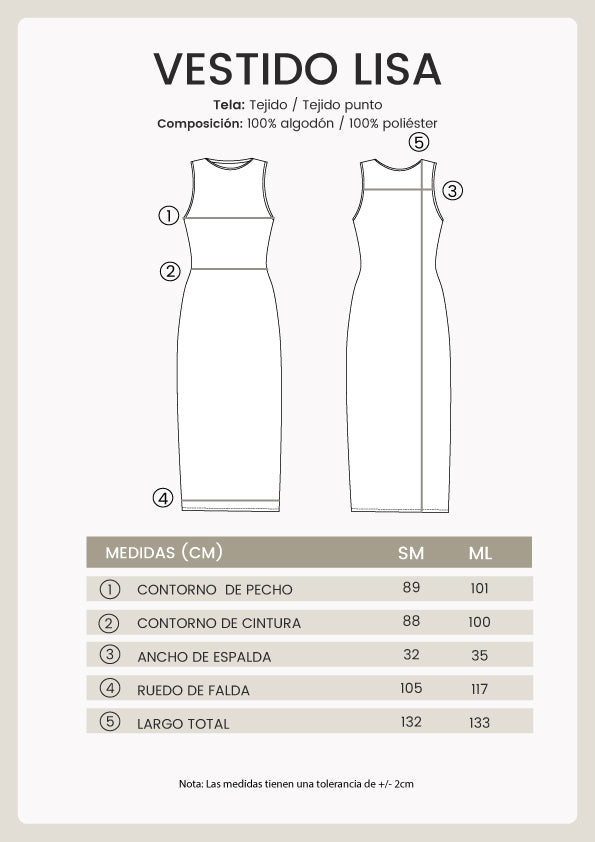 VESTIDO TEJIDO 100% ALGODÓN PERLA - LISA