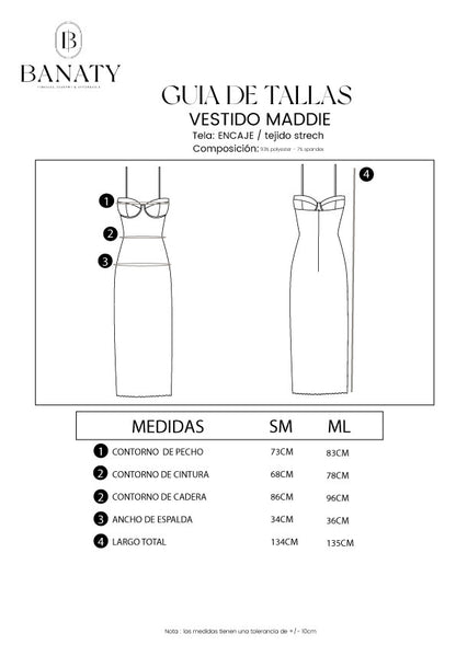 VESTIDO LARGO DE ENCAJE MADDIE NEGRO