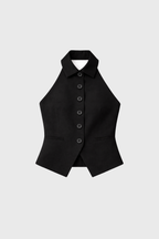 CHALECO CON CUELLO CAMISERO NEGRO - HANNAH