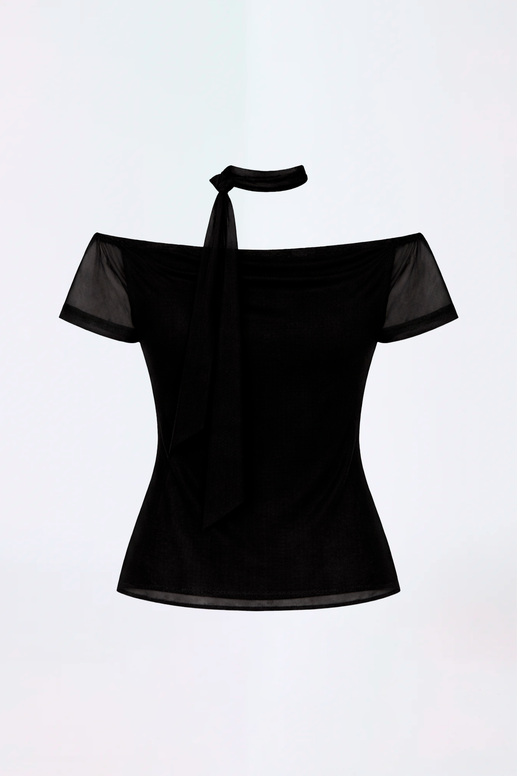 TOP EN TULL CON CHALINA EXTRA NEGRO -  LUNA