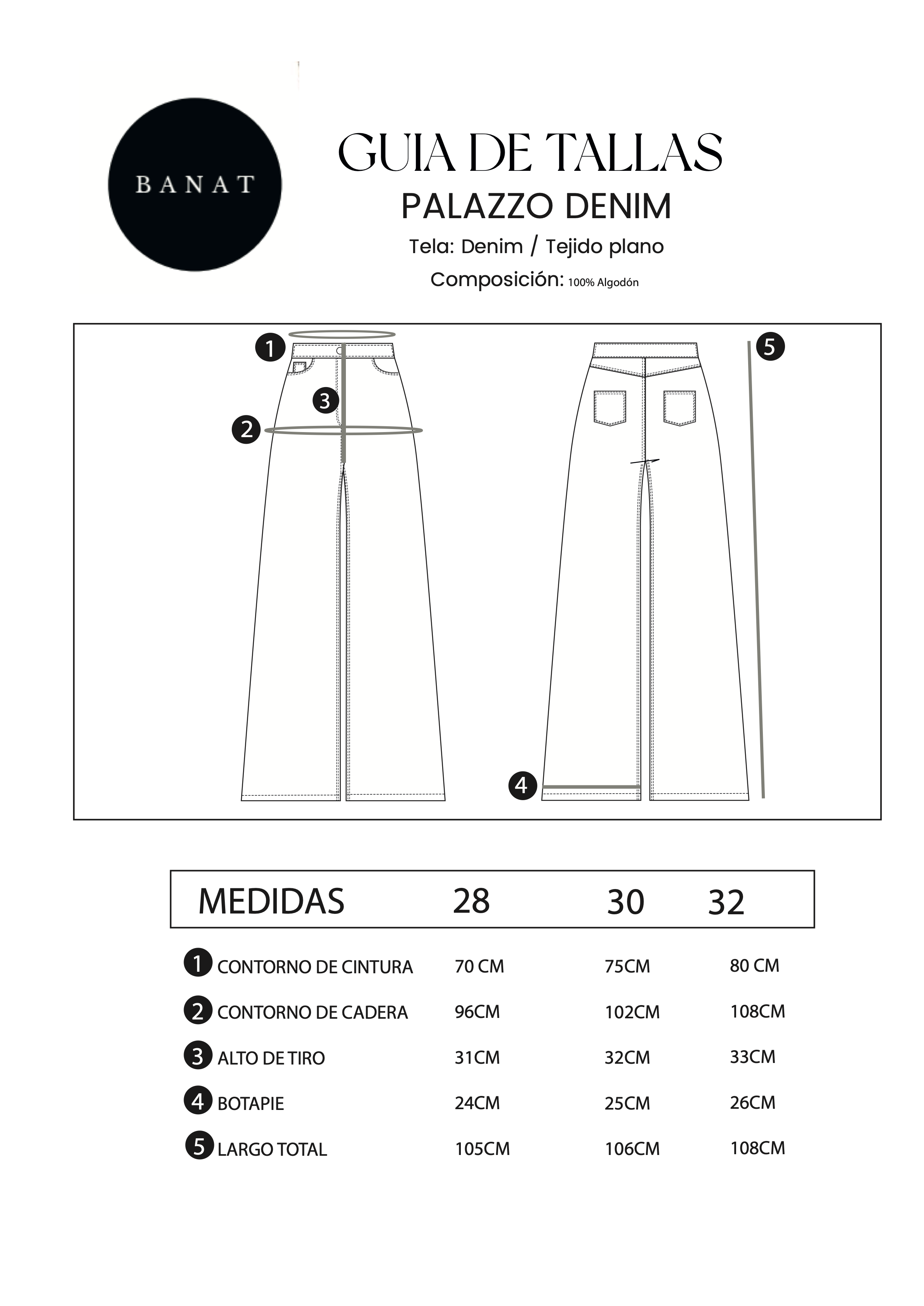 Palazzo Denim a la cintura con bolsillos Marine